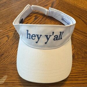 Women’s White Visor with Blue 'Hey Y'all' Embroidery It’s a Girl Thing